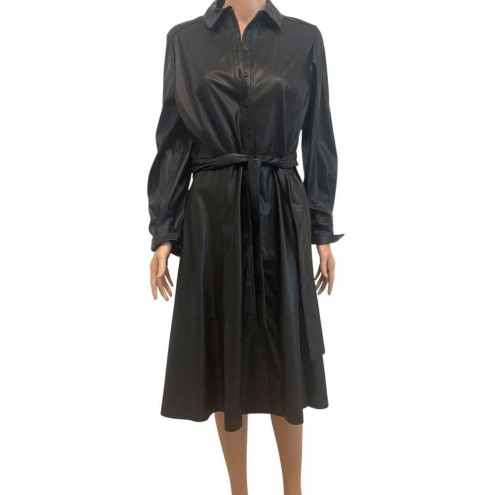 Kobi Halperin Wyatt medium long sleeve faux leather shirtdress D2 3298